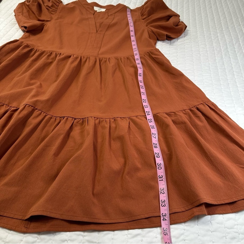 Entro V-Neck Tiered Puff Sleeve Mini Dress With Pockets - Picture 5 of 16